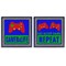 Stupell Industries Gamer Quotes with Stripes 2pc Framed Giclee Set, design by Marcus Prime